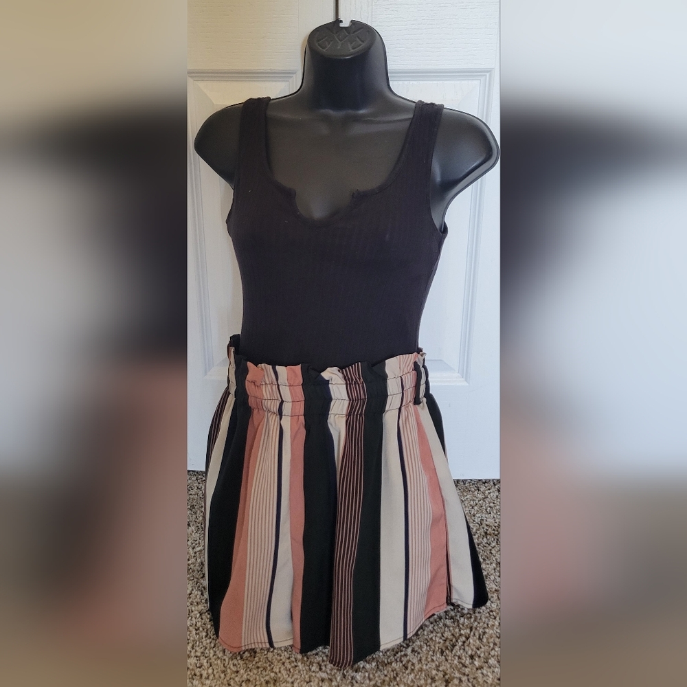 Womens Black Multicolor Striped Tank Romper SizeSmall